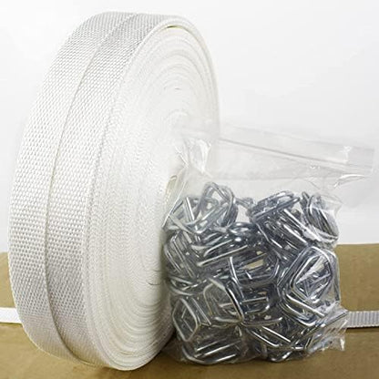 3/4" x 330' Woven Cord Strapping Kit with 50 Pack Metal Wire Buckles