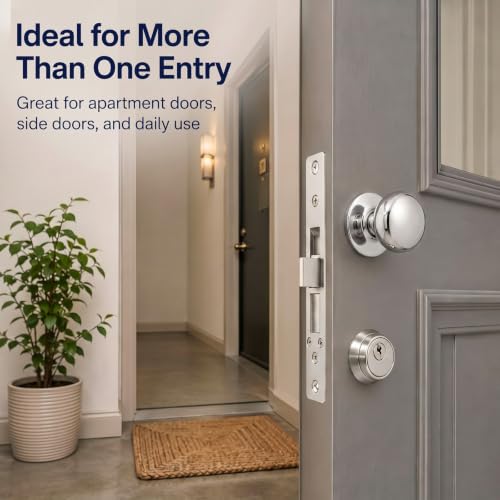 Tandefio 1 Set Double Cylinder Mortise Lock, Right Hand Reverse, Silver - color: Silver, style: Right Hand Reverse