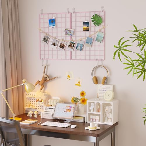 C&AHOME Photo Wall Display Set of 2, Wall Grid Panel, 15.7" x 11.8", Pink - color: Pink, size: 15.7 x 11.8 (40x30cm)