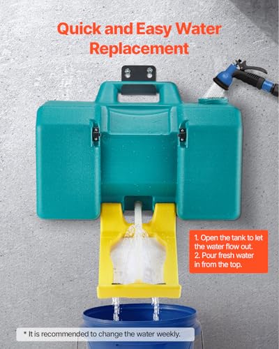 VEVOR Portable Eye Wash Station 8 Gal, OSHA-Approved Eyewash Station Wall-Mounted/On Flat Surface, Emergency Eye Wash Unit with 2 Sprays, First Aid Eyewash Units for Schools, Labs, Factories, Green - style: Portable Eye Wash Station 8 Gal