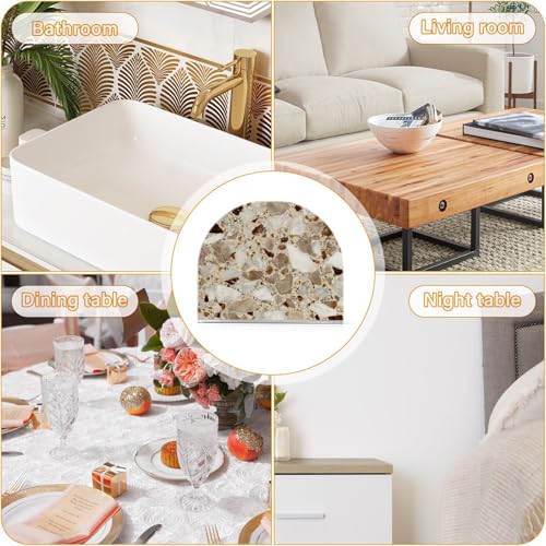 Brown Marble Print Napkin Holder for Table Acrylic Tissue Dispenser - color: Beige and brown marble print