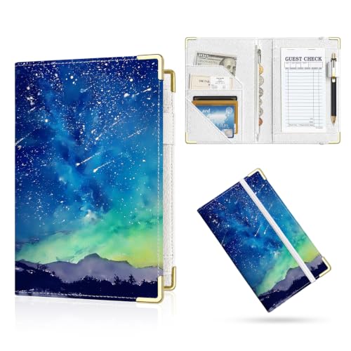 Server Book,7 Pocket Zipper Organizer,Server Books for Waitress - color: Galaxy