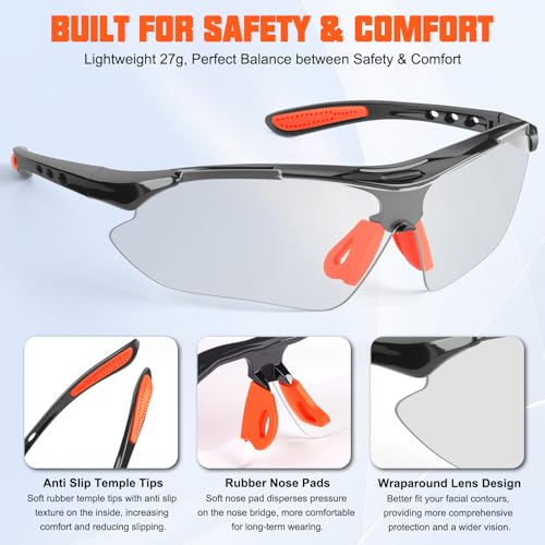 OXG Safety Glasses Bulk for Men Women, ANSI Z87 Safety Glasses UV Protection Protective Eyewear for Construction Woodworking - color: 30p-clear