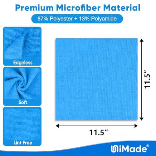 UNIMADE Shop Towels Rags, 50 Pack Reusable Microfiber Cleaning Cloth - color: Blue, size: 50 Pack