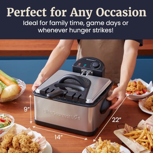 Elite Gourmet 4.5Qt Immersion Deep Fryer, 3 Baskets, 1700W, Adjustable Temp - color: Black, size: 3 Baskets