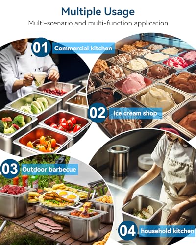 ZeroPone 6 Pack Hotel Pans 1/6 Size 4" Deep Steam Table Pan - color: 4 INCH, size: 1/6 SIZE