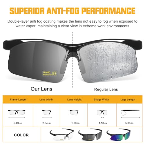 OXG 12 Pack Anti Fog Safety Glasses for Men, ANSI Z87.1 Protective Eyewear - color: Grey With Straps