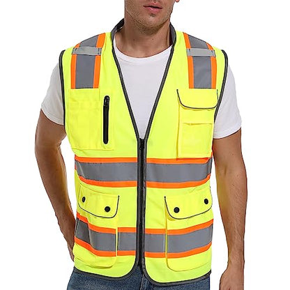 ArcRidge Reflective Safety Vest for Men and Women - High Visibility Construction Vest - Dual Tone Reflective Strips - color: Yellow, size: Small