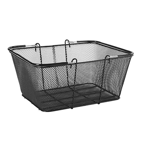 Retail Shopping Baskets, 12PCS Shopping Baskets with Handles and Stand, Metal Shopping Basket, Portable Wire Shopping Basket, Black Wire Mesh Shopping Basket Set for Stores Shopping, Grocery