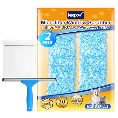 KEEPOW 10" Microfiber Window Scrubber Refill Compatible with MR.SIGA 2 Pack - color: 2 Pack