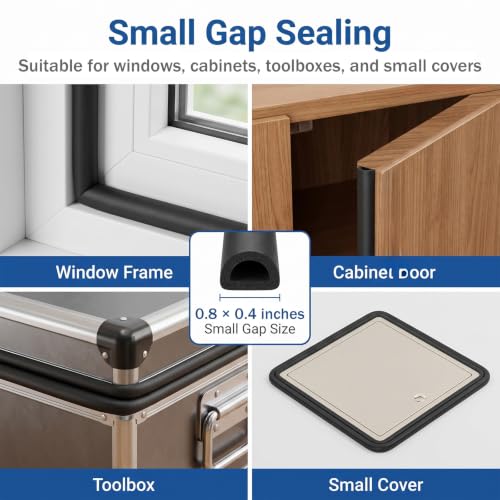 26FT Weather Stripping Door Seal EPDM Foam Rubber SealStrip D-Shape