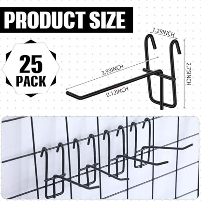 Moxweyeni 25 Pack Grid Wall Hooks, 4 Inch Black Gridwall Hanger - color: Black, size: 4 Inch