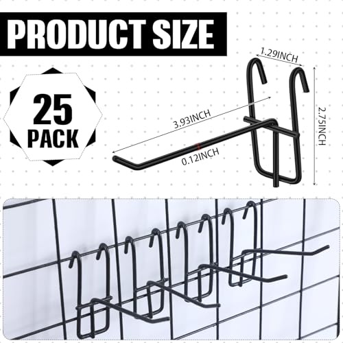Moxweyeni 25 Pack Grid Wall Hooks, 4 Inch Black Gridwall Hanger - color: Black, size: 4 Inch