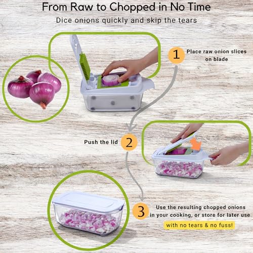 Brieftons QuickPush 8-Cup Push-Down Manual Vegetable Chopper & Food Dicer
