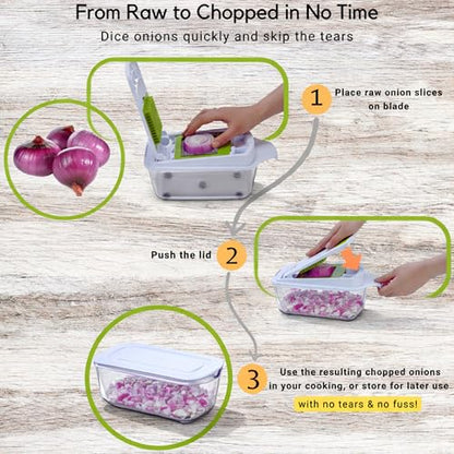 Brieftons QuickPush 8-Cup Push-Down Manual Vegetable Chopper & Food Dicer