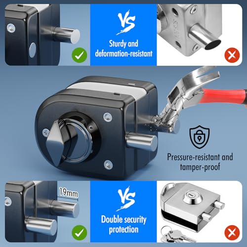 Ranbo No-Drill Glass Door Lock with Key, Lock to Wall or Floor, Dual-Bolt - color: LE-30A Brushed Black