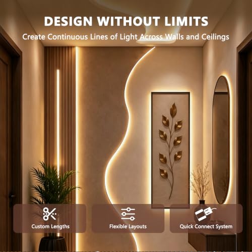 VST 16.4ft 24V Smart Silicone LED Strip Lights Wood Slat Wall Recessed - color: Smart Control