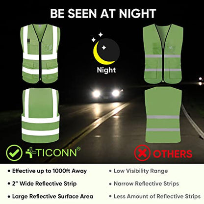 TICONN High Visibility Reflective Safety Vest for Men & Women, ANSI Class 2 - color: Green, size: 4X-Large