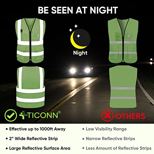 TICONN High Visibility Reflective Safety Vest for Men & Women, ANSI Class 2 - color: Green, size: XX-Large