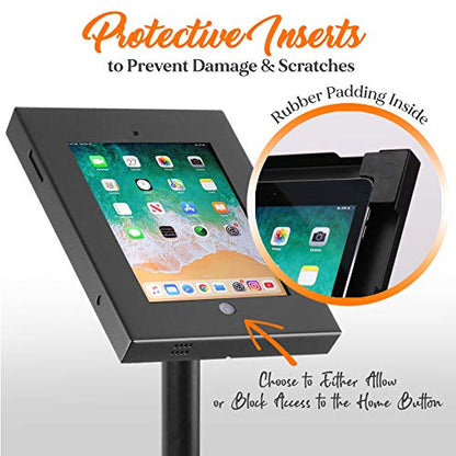 Pyle Anti-Theft Tablet Security Stand Kiosk - Heavy Duty Aluminum Metal Floor Standing Mount Tablet Case Holder Display w/ 37.80 Inch Pole Height, Designed for iPad 2 3 4 Air Tablets -PSPADLK45 Black