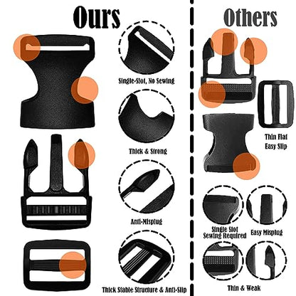 1 Inch Buckles and Straps Kit, 6 Buckles and 6 Yards Nylon Webbing Straps. - color: 1 Inch Buckles Straps