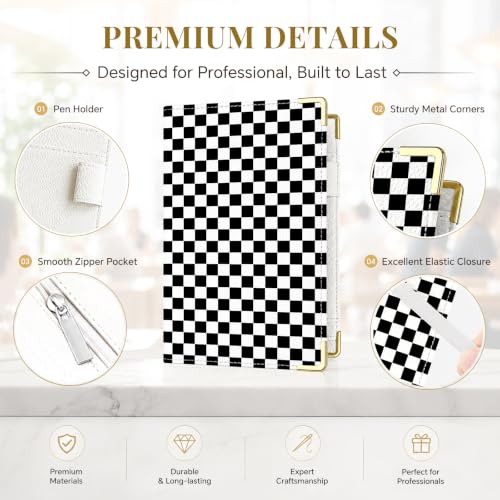 Server Book,7 Pocket Zipper Organizer,Server Books for Waitress - color: Checkered