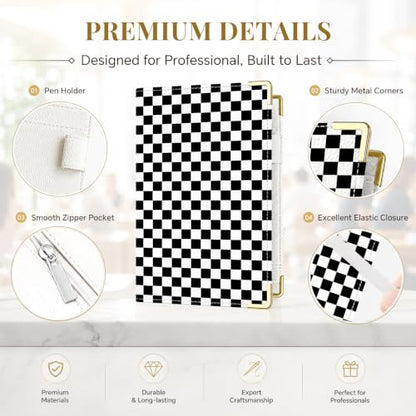 Server Book,7 Pocket Zipper Organizer,Server Books for Waitress - color: Checkered