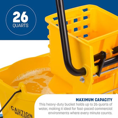 Carlisle FoodService Products 26 Qt Mop Bucket with Side Wringer, Blue - color: Blue