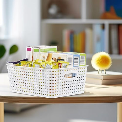 Plastic Storage Baskets for Shelf, 4 Packs - color: Medium White
