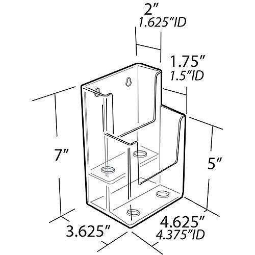 Azar Displays 252032 Clear Two-Tier Tri-Fold Brochure Holder, Acrylic Boxes for Display - Table Menu Holder Stands (4.25” W by 3.75” D by 7” H)-Tabletop Pamphlet Holder - 2-Pack - size: 2 Tier 2 Pocket
