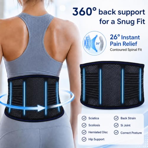 Back Support Belt, Ultra-Thin & Breathable Back Brace for Men Women, Lightweight Waist Support Si Belt for Lower Back Pain, Sciatica & Herniated Disc Relief Under Clothes - size: Small