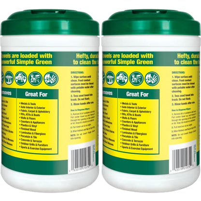 Simple Green Professional Grade Heavy-Duty Cleaning and Degreasing Towels, All-Purpose Cleaning Wipes, 75 count (Pack of 2) - size: 75 Count (Pack of 2)