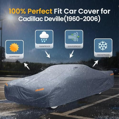 Waterproof DeVille(1994-1999) Car Cover with Breathable Vents, [2026 Upgrade] Premium Covers with Cotton Liner and Zipper Door, Sun Rain Snow Dust Uv Protection. - size: Custom fit Cadillac DeVille