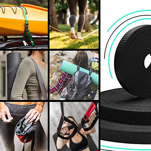 TECEUM Webbing Strap, 3/4" to 2", 10-50 Yds, Multi-Color Heavy Duty Tape - color: Black, size: 1"- 25 yards