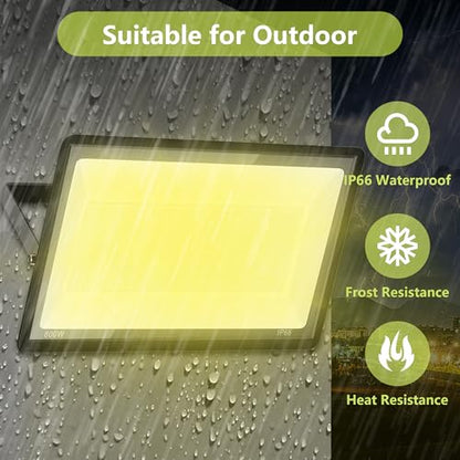 800W Warm White Flood Lights, Outdoor LED Security Floodlights with Plug, 3000K 80000LM Suer Bright, Commercial Arena Lighting for Court Backyard Stadium Fields 2 Pack - size: 800w_2pack