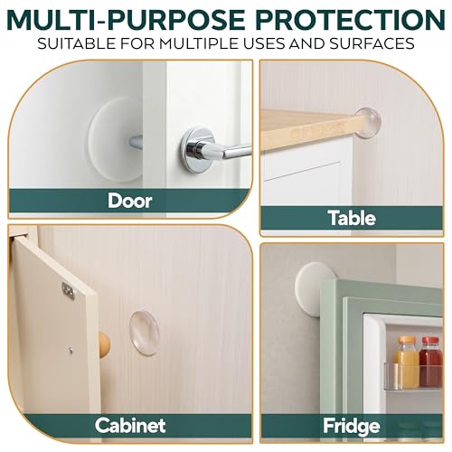 Door Knob Wall Protectors 10 Pack, 4 White 3.15" + 6 Clear 2" - size: 2 & 3.15"- Pack of 10