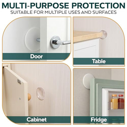Door Knob Wall Protectors 10 Pack, 4 White 3.15" + 6 Clear 2" - size: 2 & 3.15"- Pack of 10