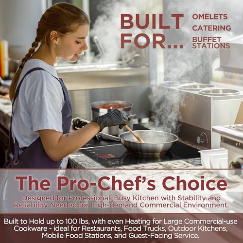 ChangBERT Built-in & Countertop Induction Cooktop, NSF-Certified Commercial Grade Single Induction Burner, Large 8” Heating Coil, Low Noise, Precise Temperature Control for Apartments RVs Food Station - style: Countertop & Built in 1800W