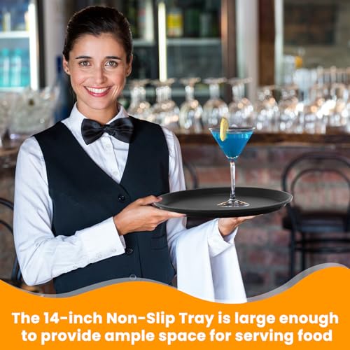 12 Pcs Black Restaurant Serving Trays Bulk, Round Tray, 14 Inch - size: 14 Inch