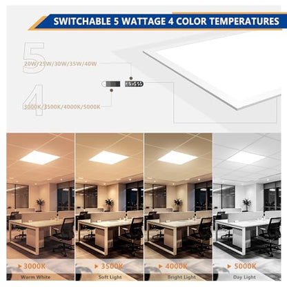 2x2 LED Drop Ceiling Light Panel,6000LM Sensor-Ready,ETL 2 Pack - size: 2x2-2Pack