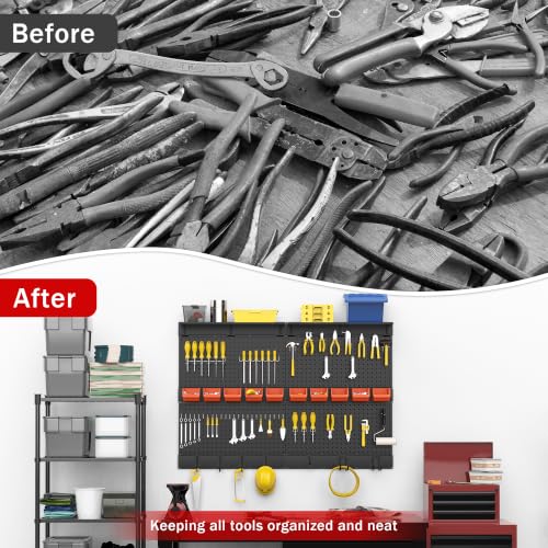 Ultrawall Pegboard Wall Organizer, 48 X 36 inch Garage Storage Pegboard - color: Black