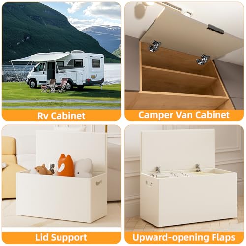 Chibery 2 Pack 90° RV Cabinet Hinges, Heavy Duty Surface Mount Soft Close Accessories, Face Frame & Frameless, Self Closing, No Pre-Drilled Cup Hole for Cabinets, Camper Van, Trailer, Vehicle-Mounted