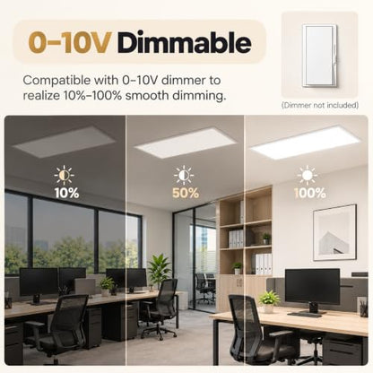 1x4 LED Flat Panel Light 4 Pack, 5200LM, 40W, Drop Ceiling Fixture - color: 1x4, size: 4 Pack
