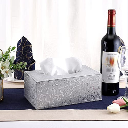 Sumnacon Rectangle Tissue Box Cover with Magnetic Bottom,Whaterproof,Silver - color: Silver, size: Medium
