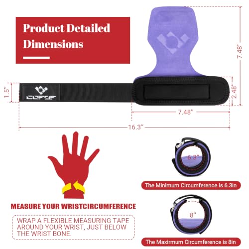 Weight Lifting Wrist Strap, Double-Layer Leather for Deadlift Powerlifting - color: Purple
