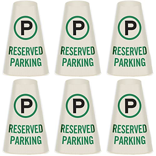 SmartSign 6-Pack 'Reserved Parking' Reflective Cone Message Sleeve Collar with Symbol, 360-Degree Visibility, Vinyl Signs for Traffic Safety Cones, 3-Side Print [Cone Not Included] - color: Reserved Parking, size: Pack of 6