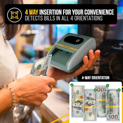 Kolibri KCD-1500 4-Way Orientation USD Counterfeit Money Detector and Bill Value Reader with UV, MG and IR Detection for Small Businesses (Battery not Included) - size: Large (KCD-1500)