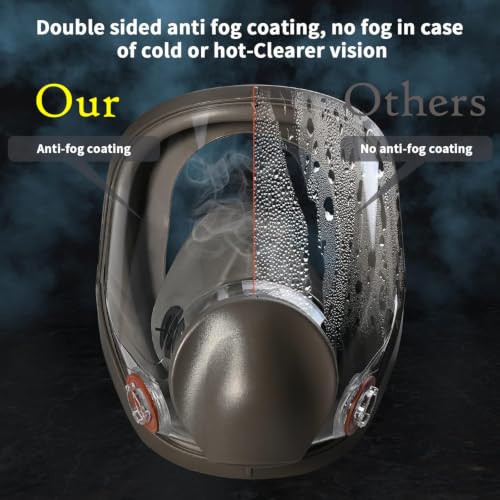 Full Face Dust Mask, Reusable Full-Face Mask, Full Face Cover Mask with for Paint, Against Dust - color: Grey