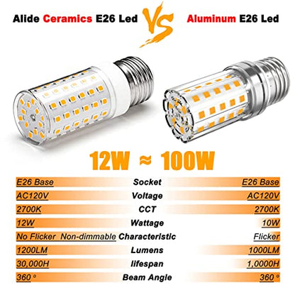 ALIDE E26 100 Watt Equivalent LED Candelabra Corn Bulbs,2700K Warm
