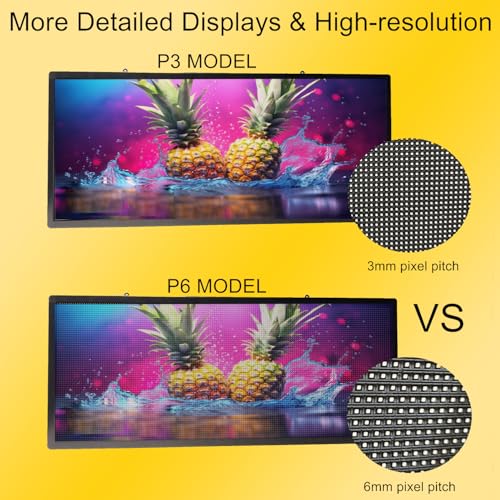 P3 Images Video Led Signs LED Display,IP65 Waterproof Outdoor Programmable Scrolling LED Sign, WIFI & USB Control, Adjustable Brightness & High Resolution, Sports Ticker Digital Display Board Electronic Menu Store Signs for Business Adversting - size: P3